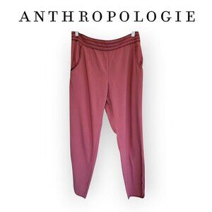 Anthropologie Elevenses Dusty Rose Berry Cropped Trousers Tailored Size 6